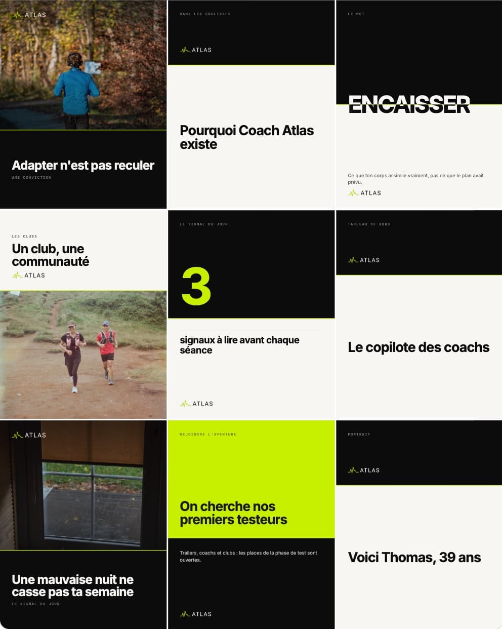 Direction B, « La Ligne » : neuf publications de Coach Atlas dans ce style
